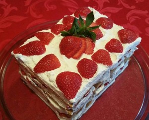 Strawberry topping of cake