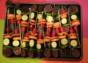 Skewers on Baking Sheet